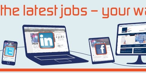 Jobs-Your-Way Graphic illustrating social media feeds